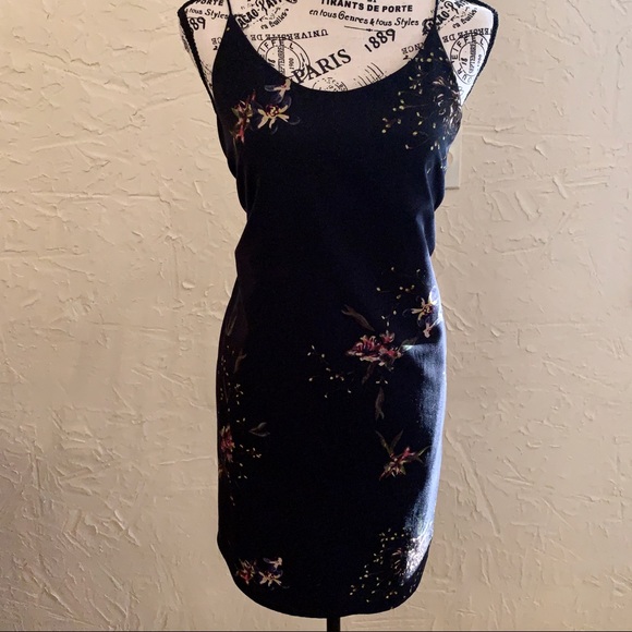 Navy Blue Dress With Floral Design NWOT - Picture 3 of 10